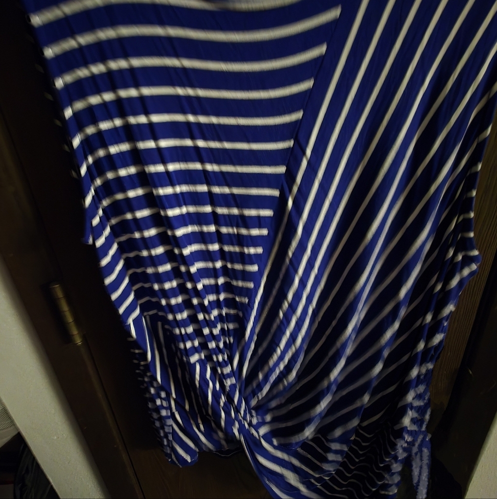Blue and White Striped Sleeveless Top